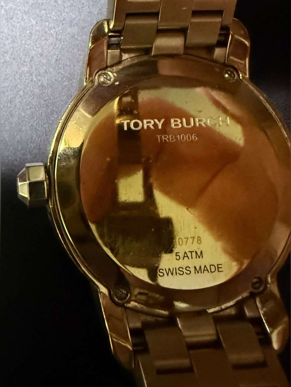 Tory Burch TRB1006 Women’s 7.5” Gold Orange Date Swiss Watch *New Battery - Picture 7 of 7